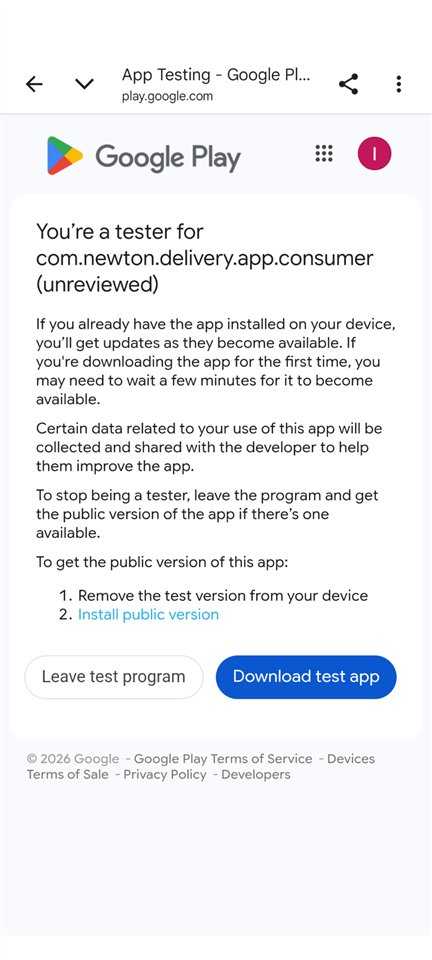 Screenshot: Google-Play-Seite „You’re a tester“ mit dem Button „Download test app“